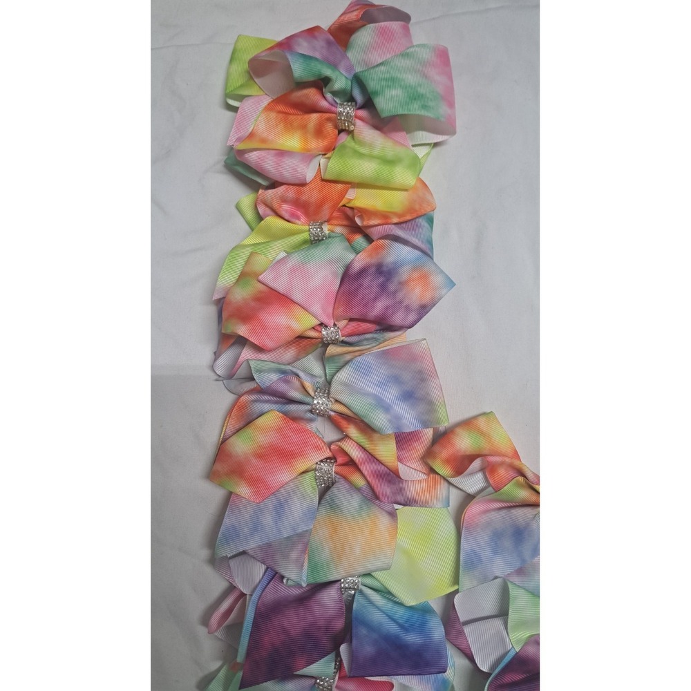 13pc Boutique Hair Bows Tie Dye Rainbow Grosgrain Ribbon Alligator Clips Girls - Picture 3 of 4